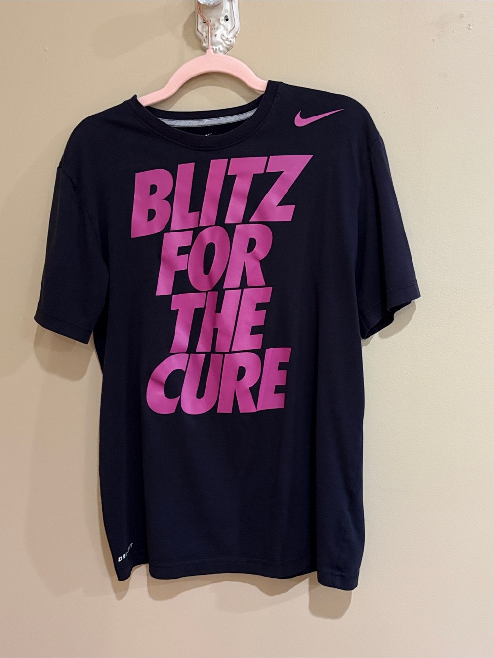 Nike Black Short-Sleeve Tee with Pink 'Blitz For The Cure' Graphic